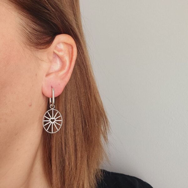 Oval hoops - Spincoin heart silver