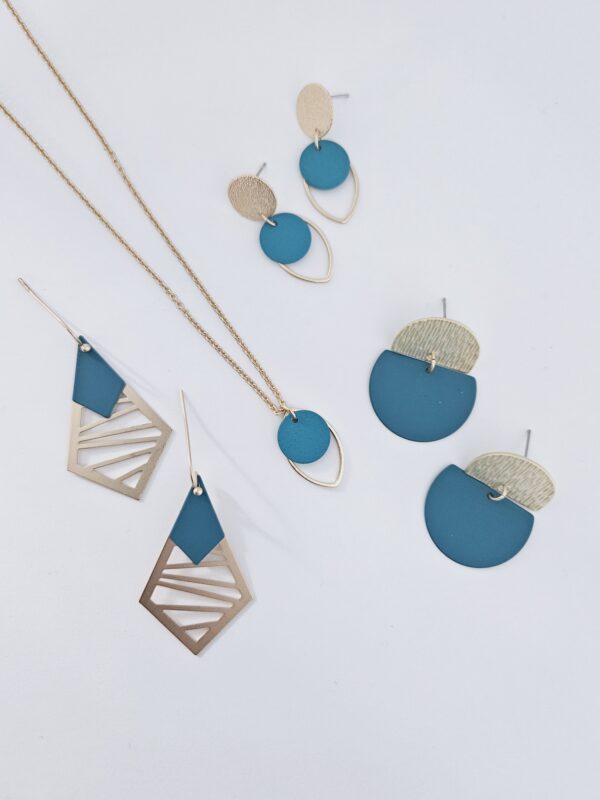 Teal & Gold - Short Necklace - Image 4